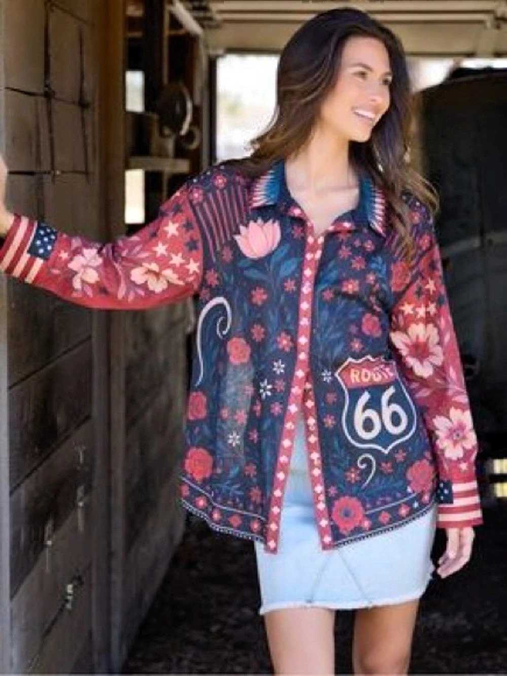 Natural Life Route 66 Floral Jacket Size Small Like New